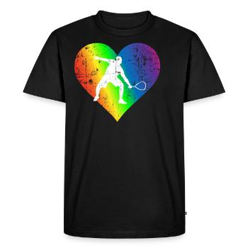 Coeur arc-en-fierté courge - T-shirt Premium bio Homme - noir - Devant - Nico (187cm)