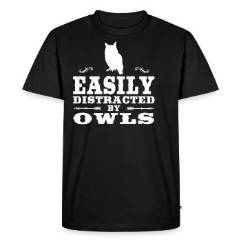 Easily Distracted By Owls Funny Owl Design - T-shirt Premium bio Homme - noir - Devant - Nico (187cm)