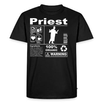 Priest Product Description - Men's Premium Organic T-Shirt - black - Front - Nico (187cm)