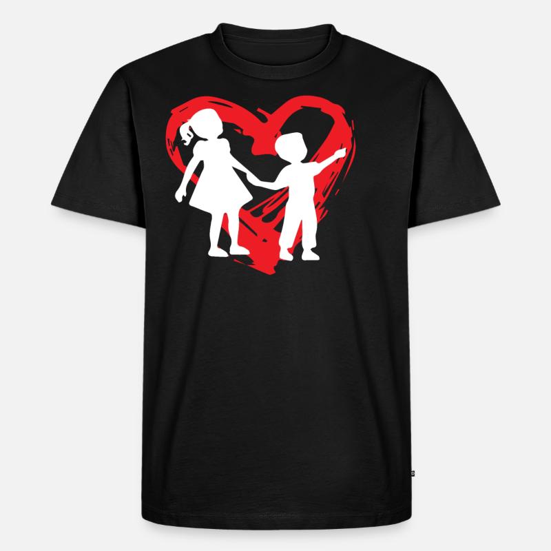 Sibling Heart - Männer Premium Bio T-Shirt - Schwarz