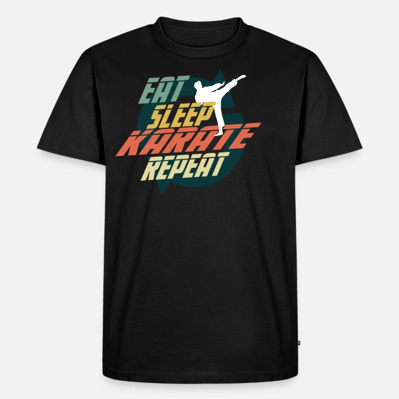 EAT SLEEP KARATE REPEAT - Männer Premium Bio T-Shirt - Schwarz