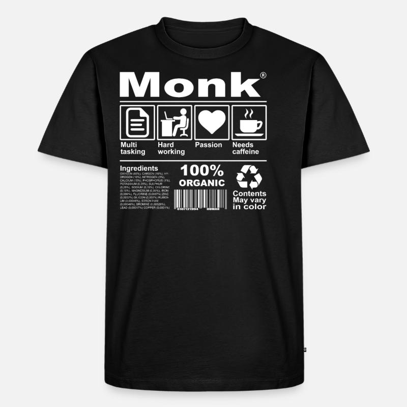 Monk - Männer Premium Bio T-Shirt - Schwarz