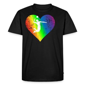 Cœur arc-en-ciel de fierté voleibol - T-shirt Premium bio Homme - noir - Devant - Nico (187cm)