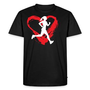 Runner Heart - Men's Premium Organic T-Shirt - black - Front - Nico (187cm)