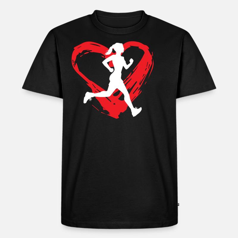 Runner Heart - Männer Premium Bio T-Shirt - Schwarz