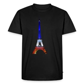 Eiffel Tower Paris France National Flag Souvenir - Men's Premium Organic T-Shirt - black - Front - Nico (187cm)