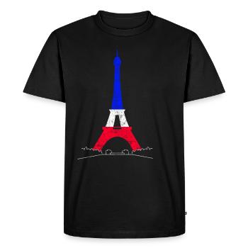 Eiffel Tower Paris France National Flag Souvenir - Men's Premium Organic T-Shirt - black - Front - Nico (187cm)