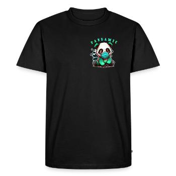 Panda-Pandamic Mignon assis - T-shirt Premium bio Homme - noir - Devant - Nico (187cm)