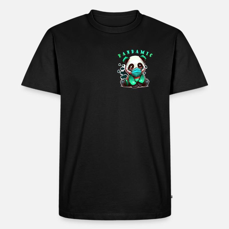 Panda-Pandamic Cute Sitting - Men's Premium Organic T-Shirt - black