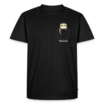 Sloth philosopher - Men's Premium Organic T-Shirt - black - Front - Nico (187cm)