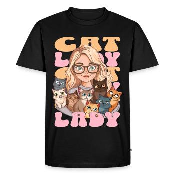 Chats Chat Dame Femme Fille J’aime Chats Drôle - T-shirt Premium bio Homme - noir - Devant - Nico (187cm)