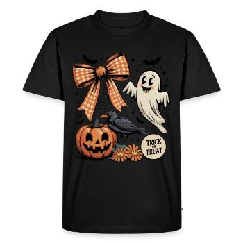 Fantôme d’Halloween - T-shirt Premium bio Homme - noir - Devant - Nico (187cm)