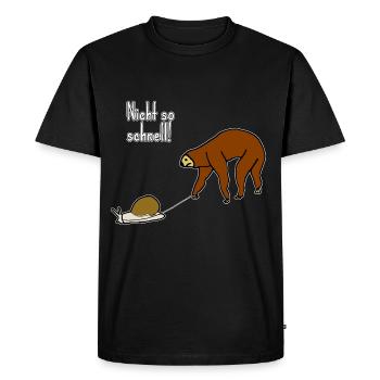 Funny sloth slowly chilling relaxed - Men's Premium Organic T-Shirt - black - Front - Nico (187cm)
