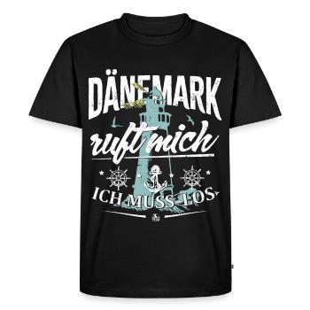 Dänemark ruft mich - Ich muss los - Männer Premium Bio T-Shirt - Schwarz - Vorne - Nico (187cm)