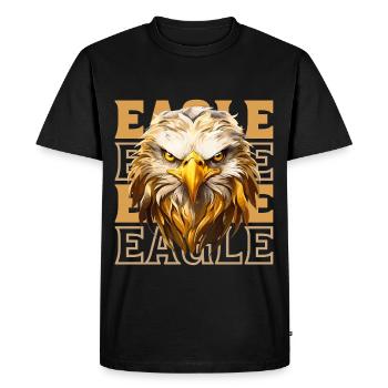 Tête d’aigle Or Oiseau de proie Oiseau Nature animale - T-shirt Premium bio Homme - noir - Devant - Nico (187cm)