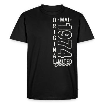 Anniversaire 1974 Mai 1974 Millésime 1974 Légende 74 - T-shirt Premium bio Homme - noir - Devant - Nico (187cm)