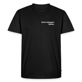 Ne vous bousculez pas. Merci. - T-shirt Premium bio Homme - noir - Devant - Nico (187cm)