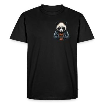 Panda Leather Jacket - Style Panda - Men's Premium Organic T-Shirt - black - Front - Nico (187cm)