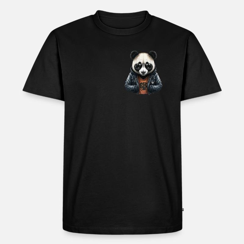 Panda Lederjacke - Style Panda - Männer Premium Bio T-Shirt - Schwarz