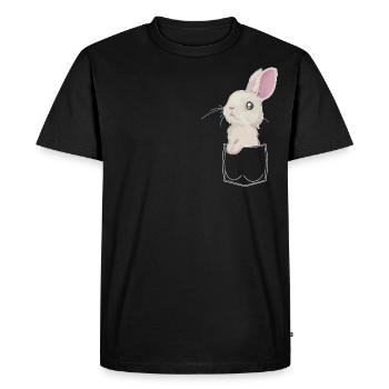 Lapin dans la poche de poitrine - T-shirt Premium bio Homme - noir - Devant - Nico (187cm)