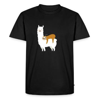 Alpaga avec paresseux - T-shirt Premium bio Homme - noir - Devant - Nico (187cm)