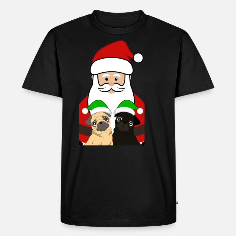 Weihnachtsmann mit Möpse Mops Geschenk - Männer Premium Bio T-Shirt - Schwarz