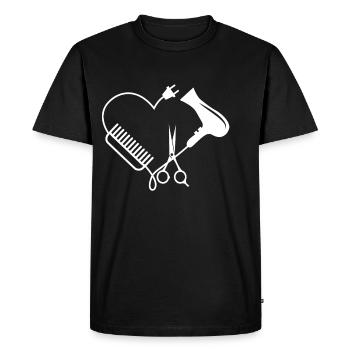 Peigne de coiffure cadeau coeur coeur seche cheveux - T-shirt Premium bio Homme - noir - Devant - Nico (187cm)