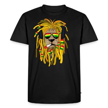 Cadeau d'écouteurs Reggae Lion Rastafari - T-shirt Premium bio Homme - noir - Devant - Nico (187cm)