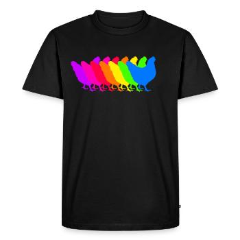 Troupe de poulet coloré - T-shirt Premium bio Homme - noir - Devant - Nico (187cm)