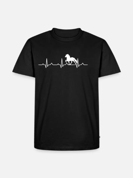Islandpferd Herzschlag - Männer Premium Bio T-Shirt - Schwarz