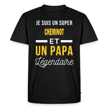 je suis un un papa Légendaire CHEMINOT cadeau - T-shirt Premium bio Homme - noir - Devant - Nico (187cm)