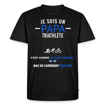 je suis un Papa et Triathlète Humour - T-shirt Premium bio Homme - noir - Devant - Nico (187cm)