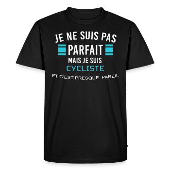 je ne suis pas parfait CYCLISTE - T-shirt Premium bio Homme - noir - Devant - Nico (187cm)