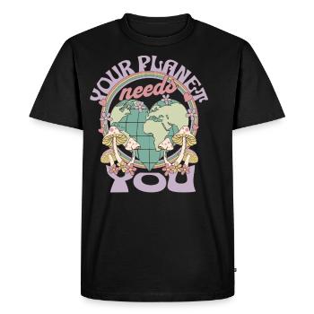 Votre planète a besoin de vous Jour de la Terre - T-shirt Premium bio Homme - noir - Devant - Nico (187cm)