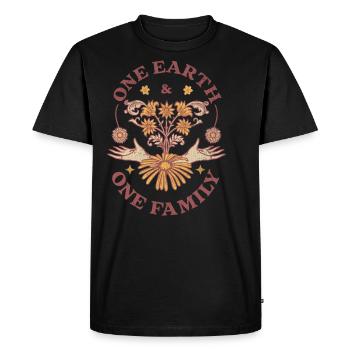 Jour de la Terre Une Terre, Une Famille - T-shirt Premium bio Homme - noir - Devant - Nico (187cm)
