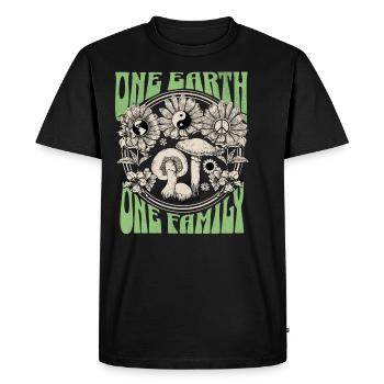 Jour de la Terre Une Terre, Une Famille - T-shirt Premium bio Homme - noir - Devant - Nico (187cm)
