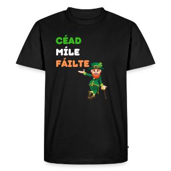 Irish Luck & Welcome Tee: Leprechaun Charm - Men's Premium Organic T-Shirt - black - Front - Nico (187cm)