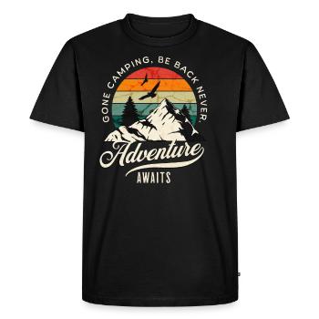 Gone Camping Be Back Never Adventure Awaits - Men's Premium Organic T-Shirt - black - Front - Nico (187cm)