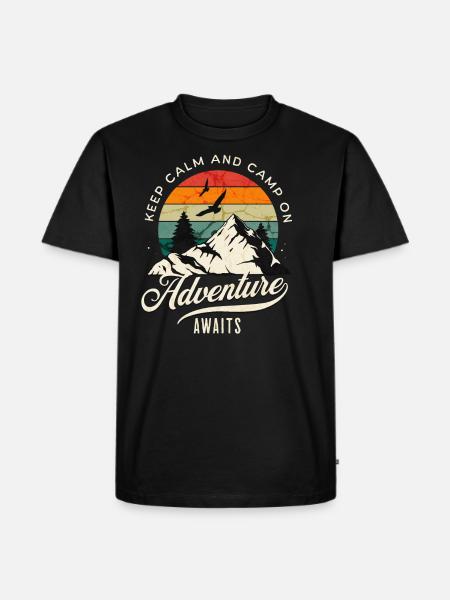 Keep Calm And Camp On Adventure Awaits Wilderness - Men's Premium Organic T-Shirt - black