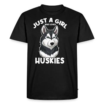 Juste une fille qui aime les huskies - T-shirt Premium bio Homme - noir - Devant - Nico (187cm)