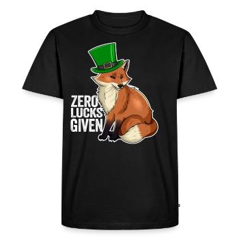 Zero Lucks Given Cute Kawaii Fox Ireland Irish Pun - T-shirt Premium bio Homme - noir - Devant - Nico (187cm)