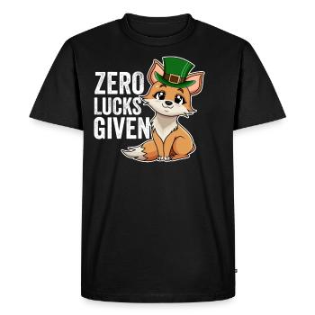 Zero Lucks Given Cute Kawaii Fox Ireland Irish Pun - T-shirt Premium bio Homme - noir - Devant - Nico (187cm)
