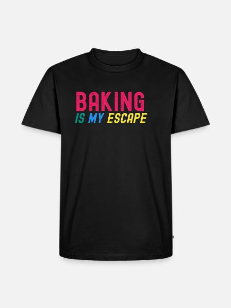 Backen ist meine Flucht - Männer Premium Bio T-Shirt - Schwarz
