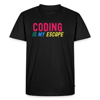 Le codage est mon échappatoire - T-shirt Premium bio Homme - noir - Devant - Nico (187cm)
