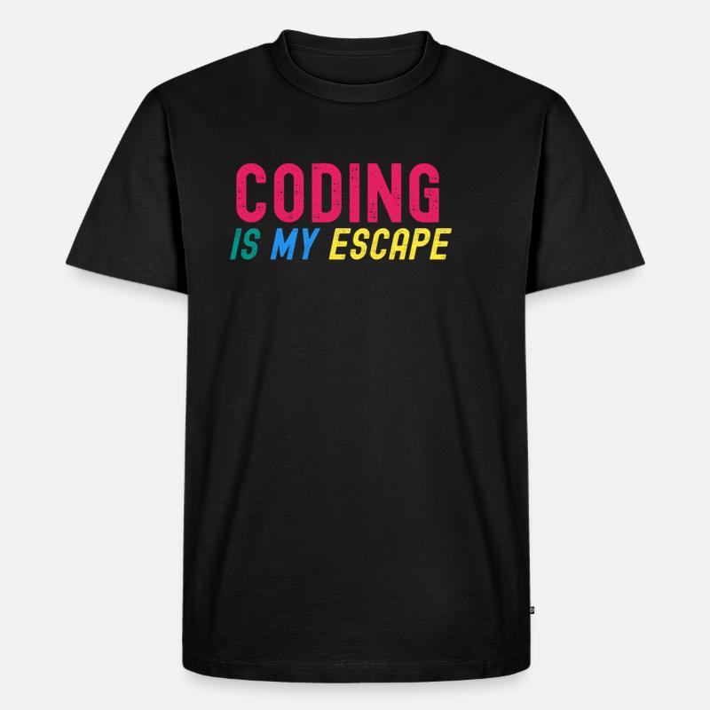 Programmieren ist meine Flucht - Männer Premium Bio T-Shirt - Schwarz