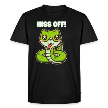 Hiss Off! - Cute Snake Pun - Men's Premium Organic T-Shirt - black - Front - Nico (187cm)