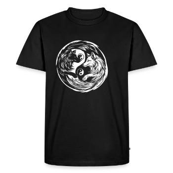 Loups Yin Yang - Harmonie et équilibre Loup mignon - T-shirt Premium bio Homme - noir - Devant - Nico (187cm)