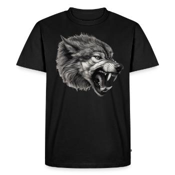 Angry Wolf - Men's Premium Organic T-Shirt - black - Front - Nico (187cm)