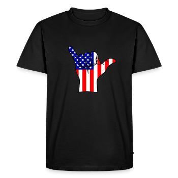Shaka Main drapeau américain USA Shaka - T-shirt Premium bio Homme - noir - Devant - Nico (187cm)