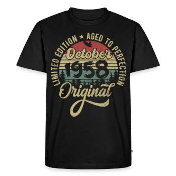 October 1958 Anniversary October 1958 October - Men's Premium Organic T-Shirt - black - Front - Nico (187cm)